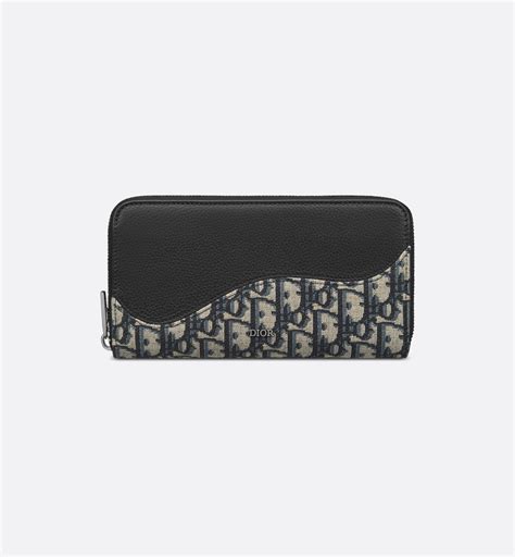 Zipped Wallet Black Dior Oblique Jacquard 